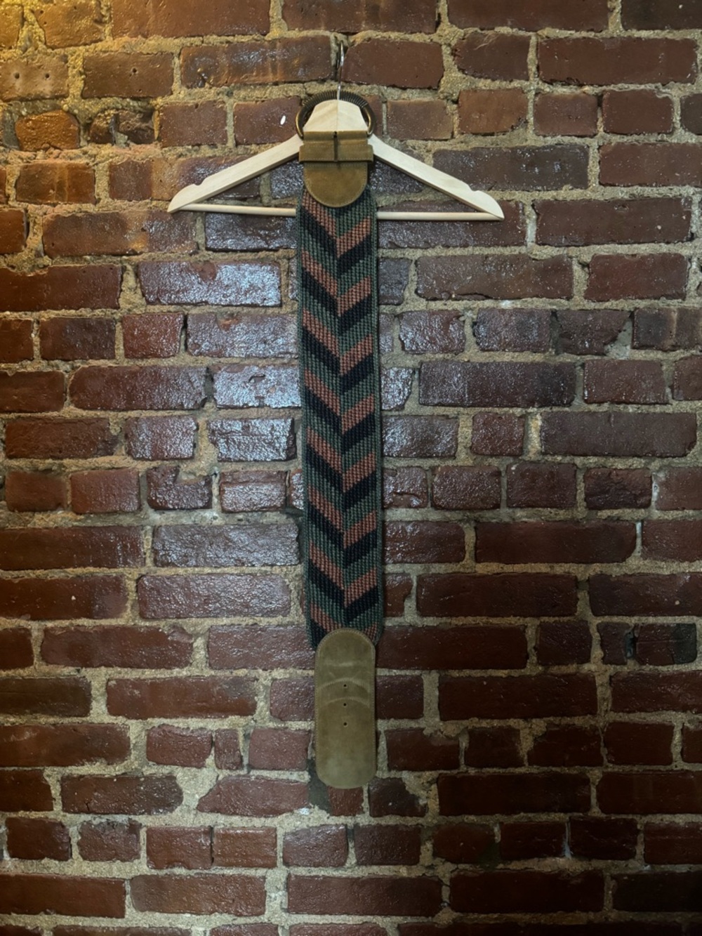 Woven Chevron + Suede Sezane Belt in Olive, Black, and Rust